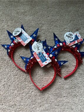 Three Patriotic Light-Up Star Headband - Red and Blue